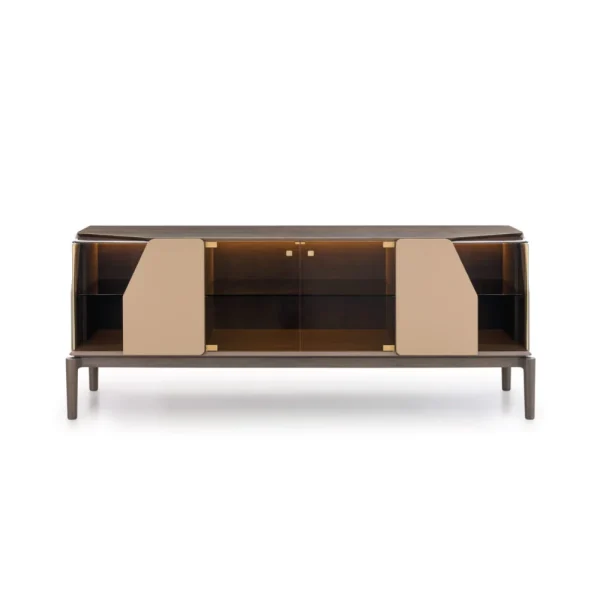 Bespoke Luxury Sideboard with Metal Legs & Glass Front