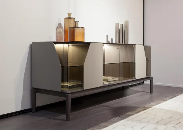 Bespoke Luxury Sideboard with Metal Legs & Glass Front