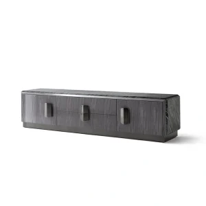Bespoke Luxury TV Console, High-Gloss Grain & Sculptural Art-1