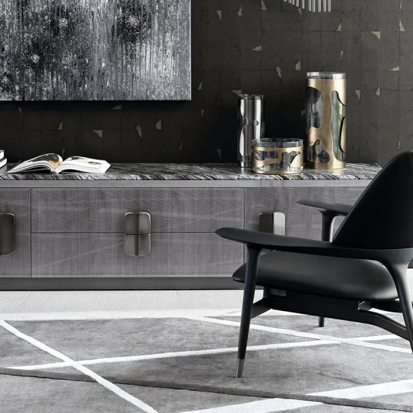 Bespoke Luxury TV Console, High-Gloss Grain & Sculptural Art-4