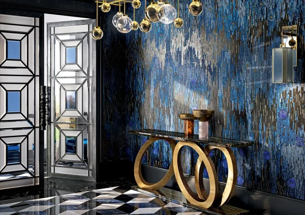 Bespoke Modern Metal Console Table with Triple Ring Base