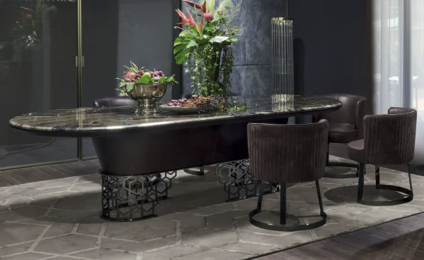 Bespoke Oval Dining Table, Openwork Column Base & Wood Top