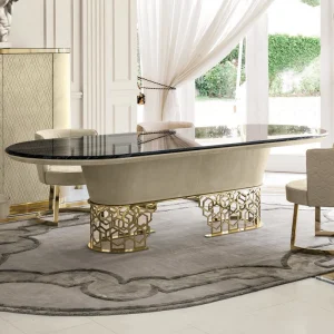 Bespoke Oval Dining Table, Openwork Column Base & Wood Top