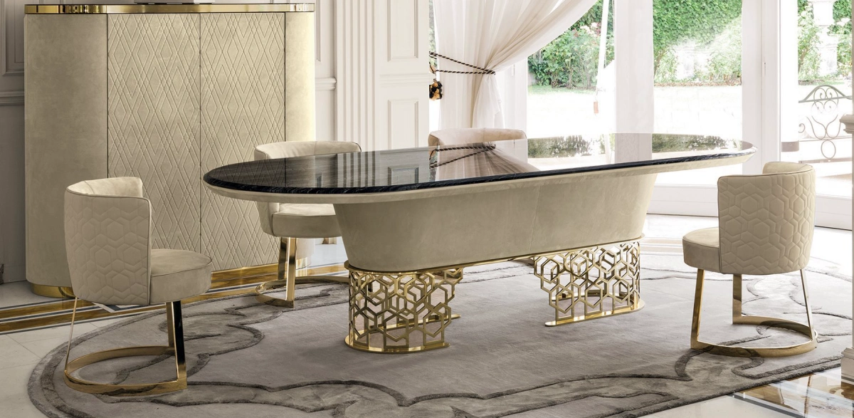 Bespoke Oval Dining Table, Openwork Column Base & Wood Top