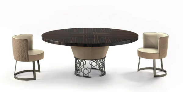 Bespoke Oval Dining Table, Openwork Column Base & Wood Top