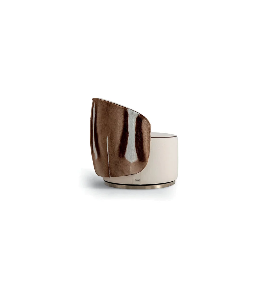Bespoke Round Swivel Armchair, Comfy Boucle Barrel Chair