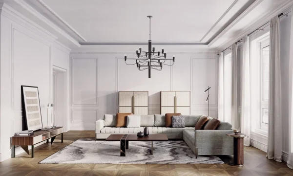 Bespoke TV Cabinets, Geometric Metal & Wood Fusion Console-3