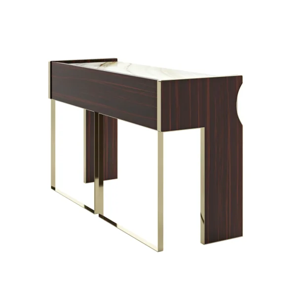 Bespoke Vanity Table, Elegant Curved Wood with Marble Top-2