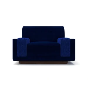 Bespoke Velvet Sofa Chair, Minimalist Monolithic Design