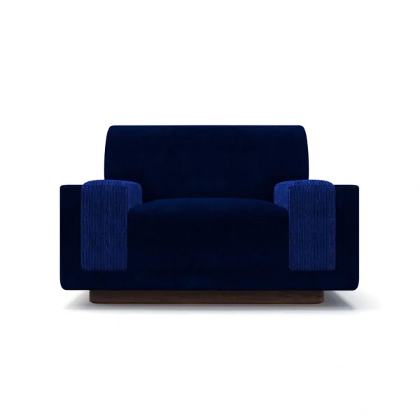 Bespoke Velvet Sofa Chair, Minimalist Monolithic Design