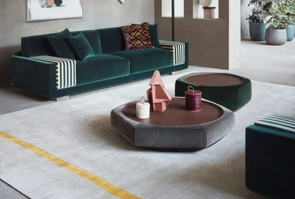 Bespoke Velvet Sofa Chair, Minimalist Monolithic Design