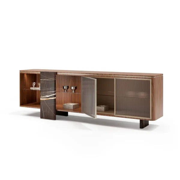 Contemporary Sideboard Buffet, Bespoke Linear Fluted Cabinet-1
