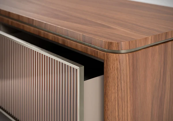 Contemporary Sideboard Buffet, Bespoke Linear Fluted Cabinet-2