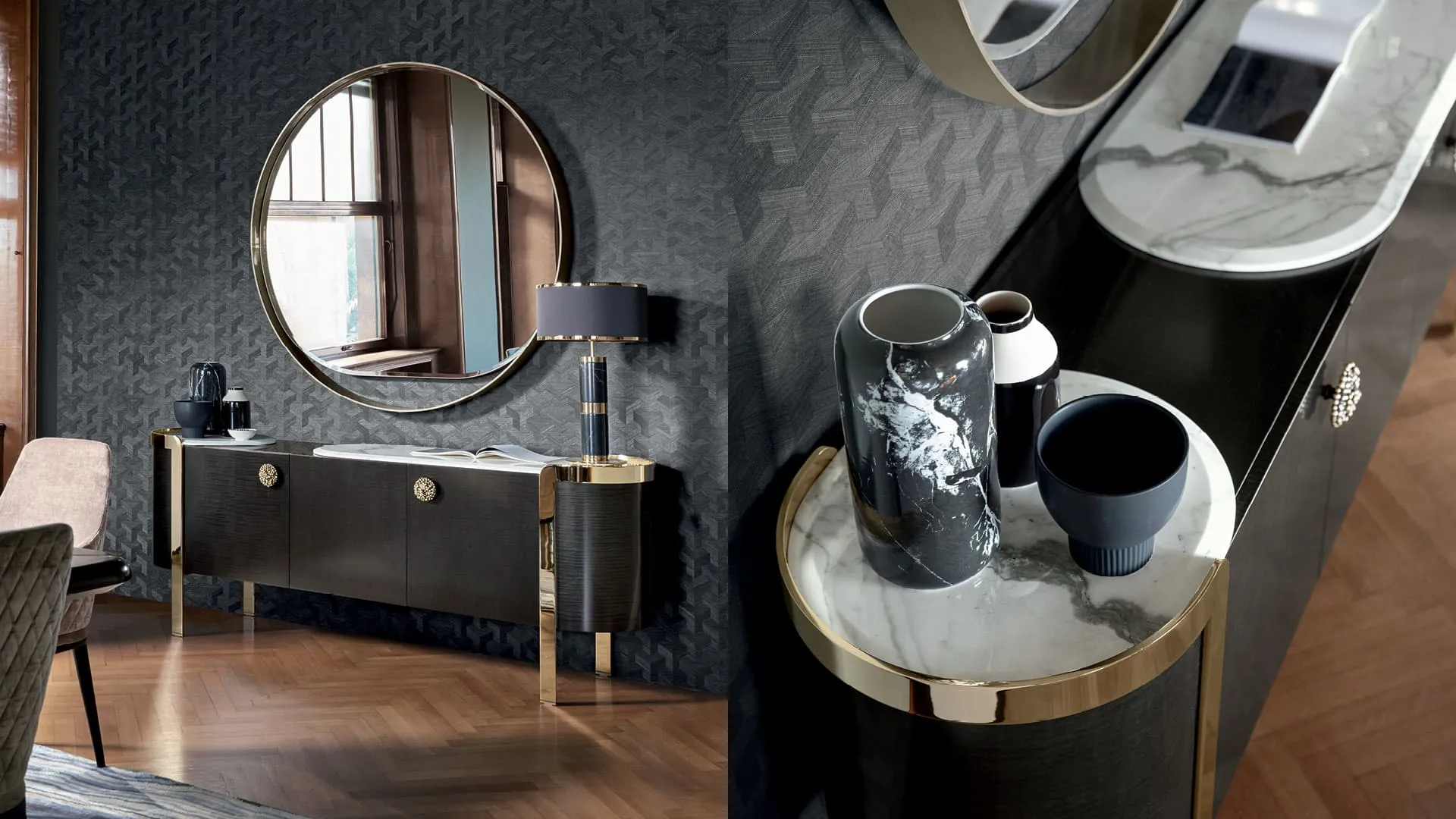 Custom Buffet Sideboard, Art Fluted Curve Artistry Cabinet-4