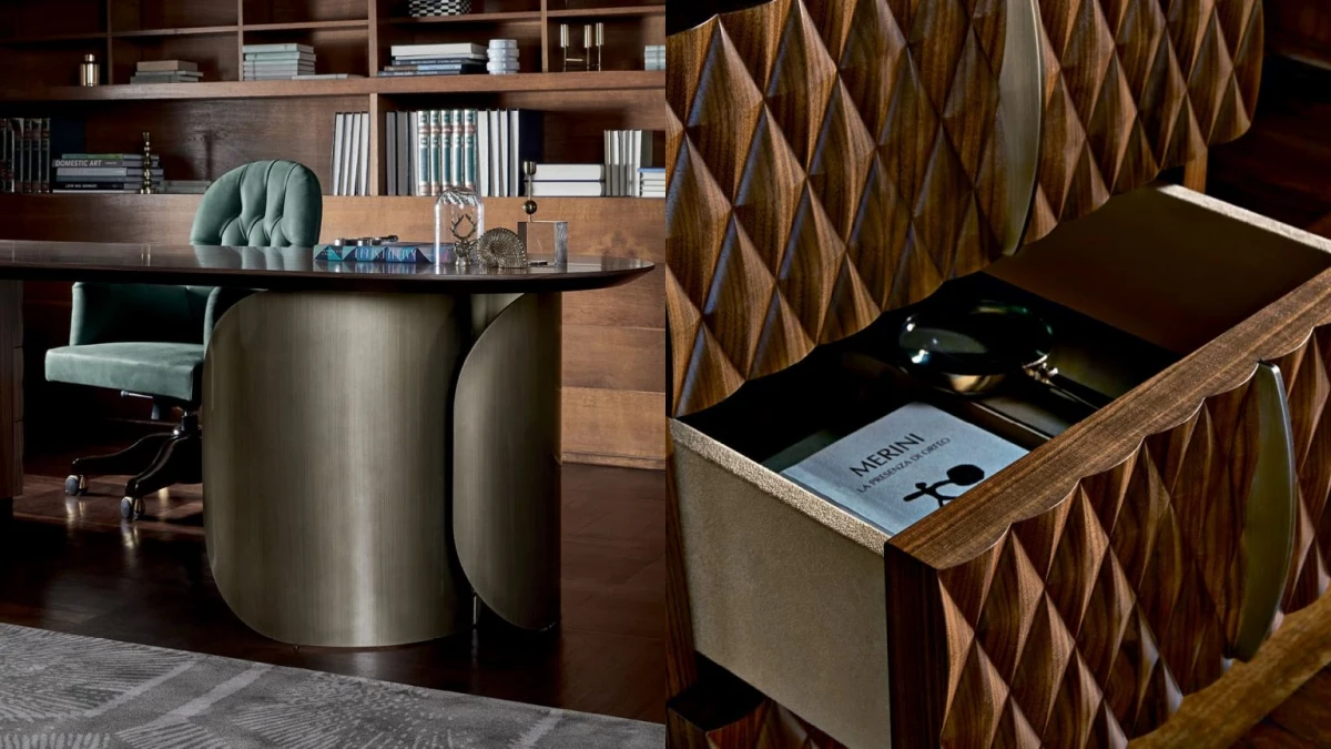 Custom Desk for Home Office with Integrated Storage Design