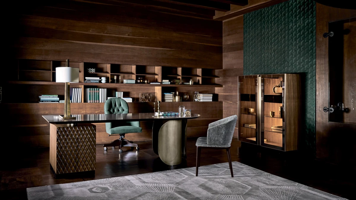 Custom Desk for Home Office with Integrated Storage Design