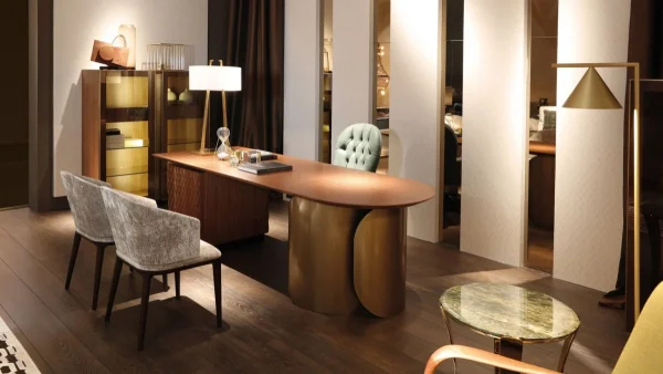 Custom Desk for Home Office with Integrated Storage Design