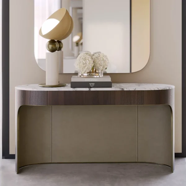 Custom Entry Table, Modern Minimalist Arc Marble Top Console-1