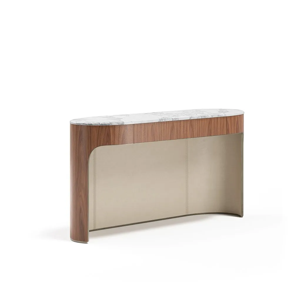 Custom Entry Table, Modern Minimalist Arc Marble Top Console
