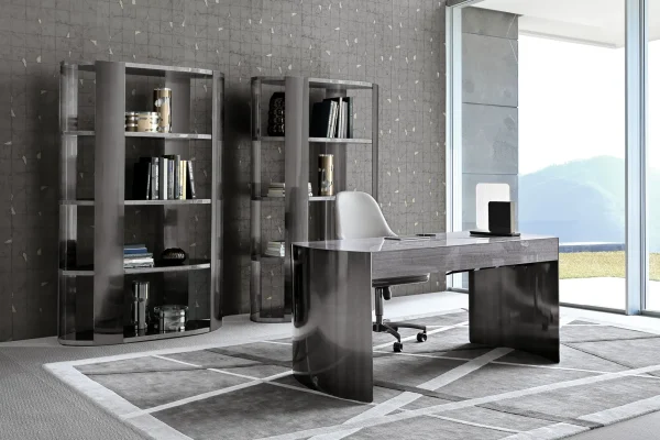 Custom Home Office Desks, Curved Luxury Wood Executive Desk