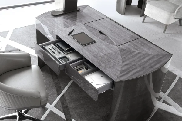 Custom Home Office Desks, Curved Luxury Wood Executive Desk