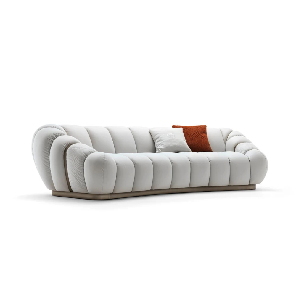 Custom Made Curved Sofa, Minimalist Half-Arc Comfy Couch-1