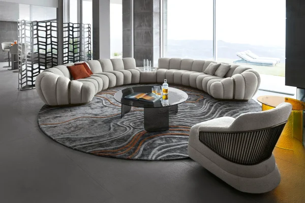 Custom Made Curved Sofa, Minimalist Half-Arc Comfy Couch-3