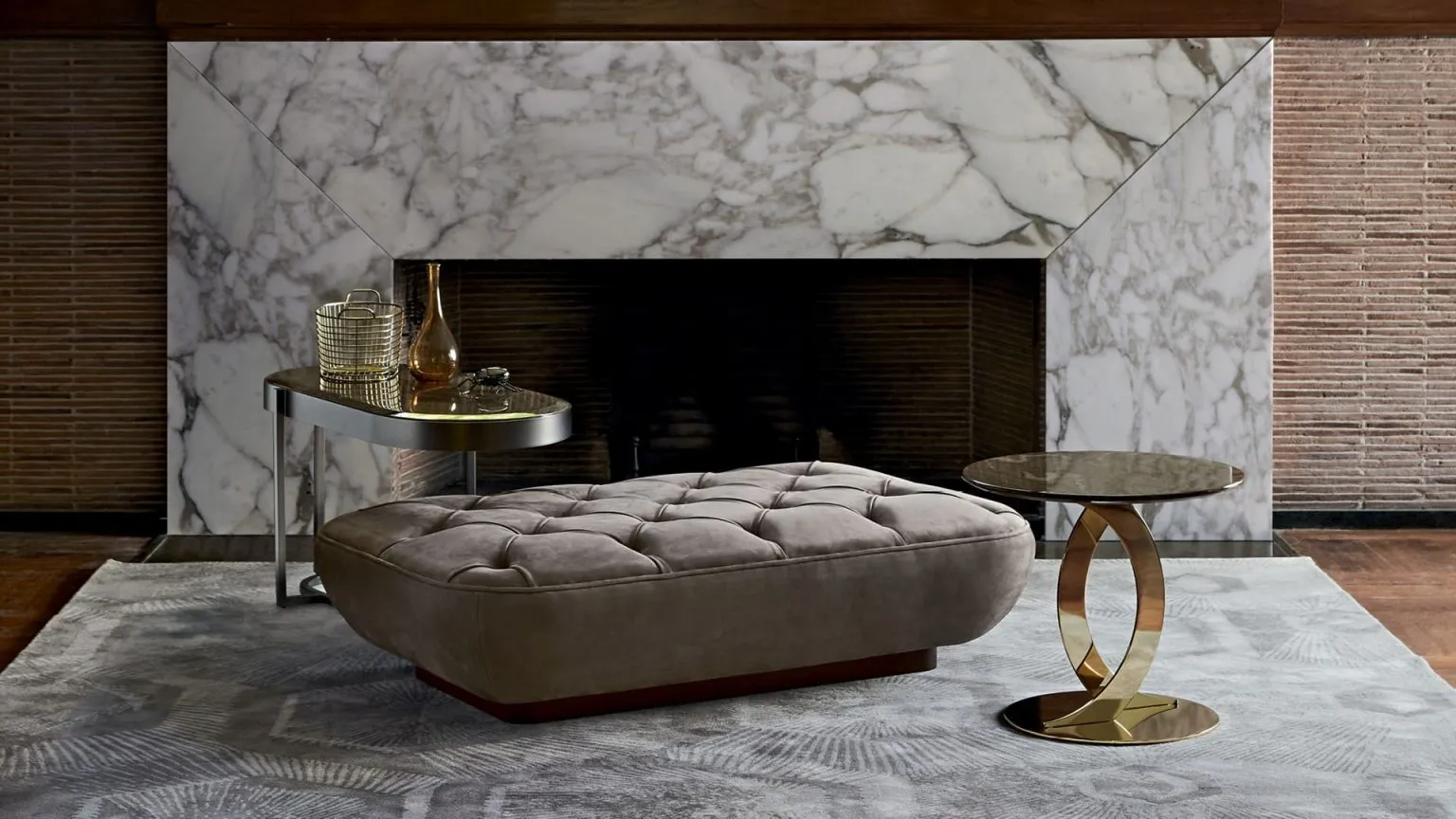 Custom Upholstered Bench, Luxury Tufted with Plinth Base