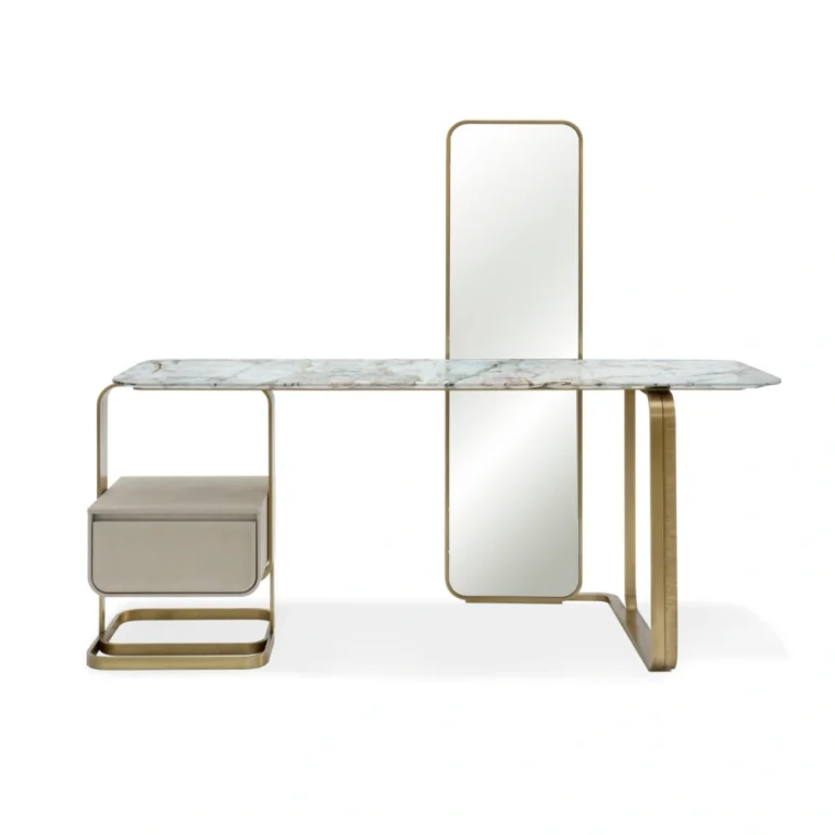 Dressing Table with Tall Mirror, Floating-Effect Table Legs