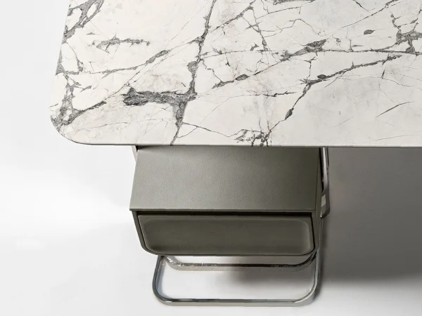 Dressing Table with Tall Mirror, Floating-Effect Table Legs