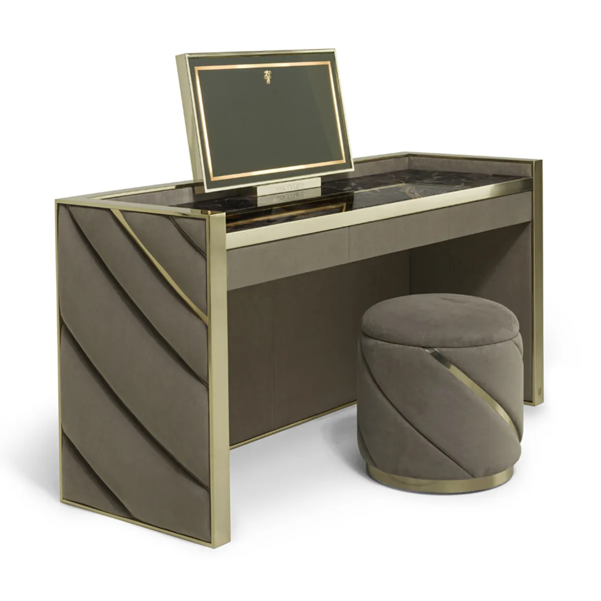 Luxurious Dressing Table, Bespoke Geometric Stone Vanity Set-1