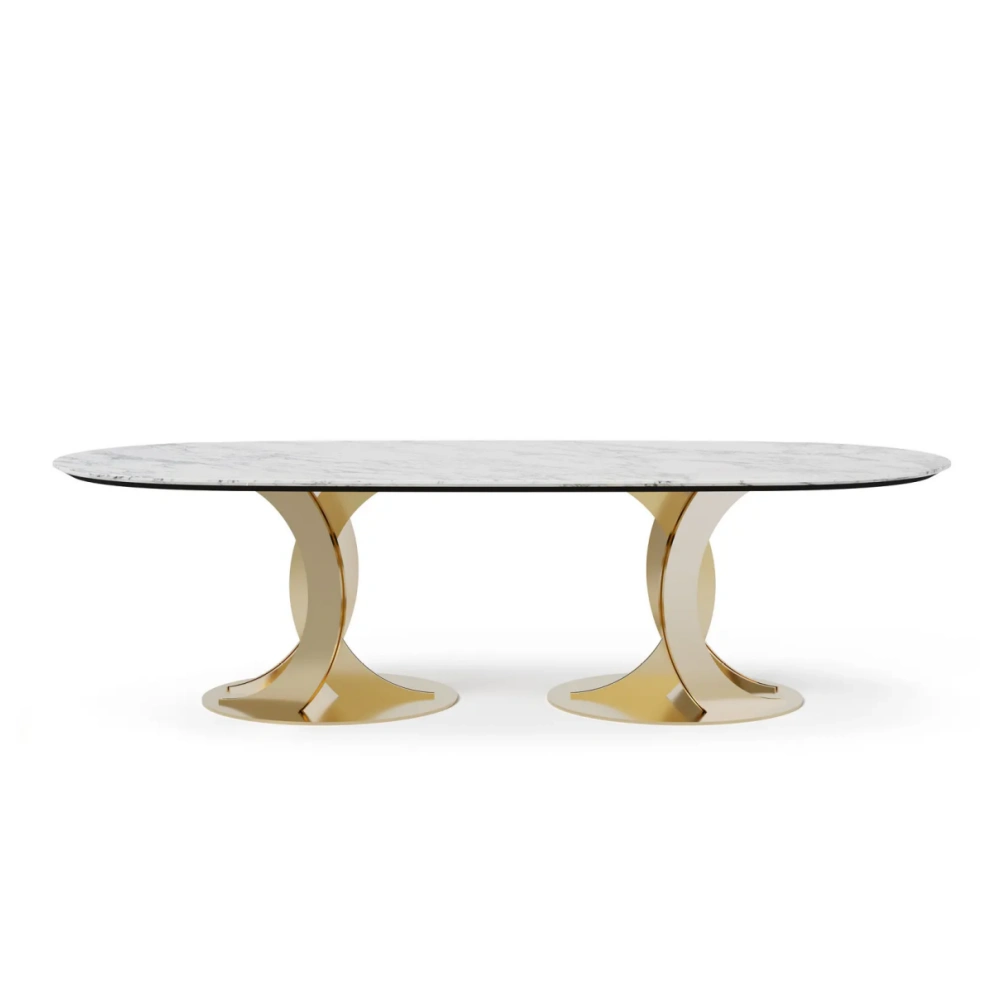 Marble Top Dining Table, Faux Marble Veneer, Intricate Base