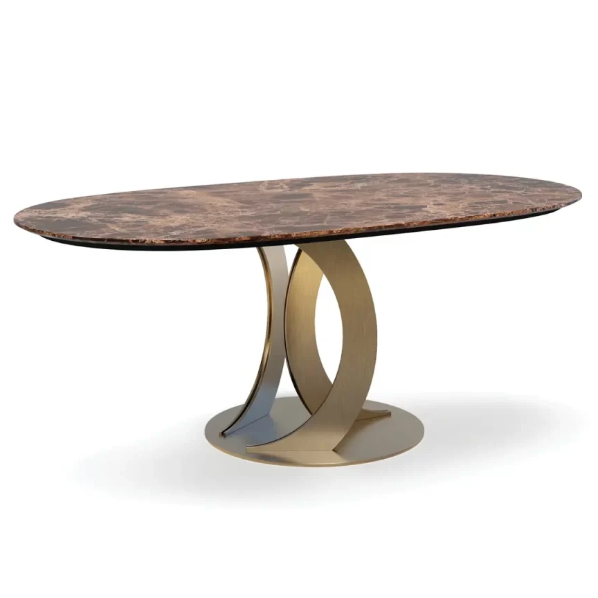 Marble Top Dining Table, Faux Marble Veneer, Intricate Base