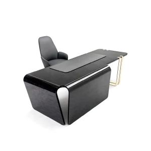 Modern Custom Office Desk, Luxury Black Gloss Executive Desk