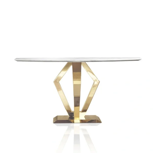 Modern Gold Console Table, Bespoke Geometric Diamond Design