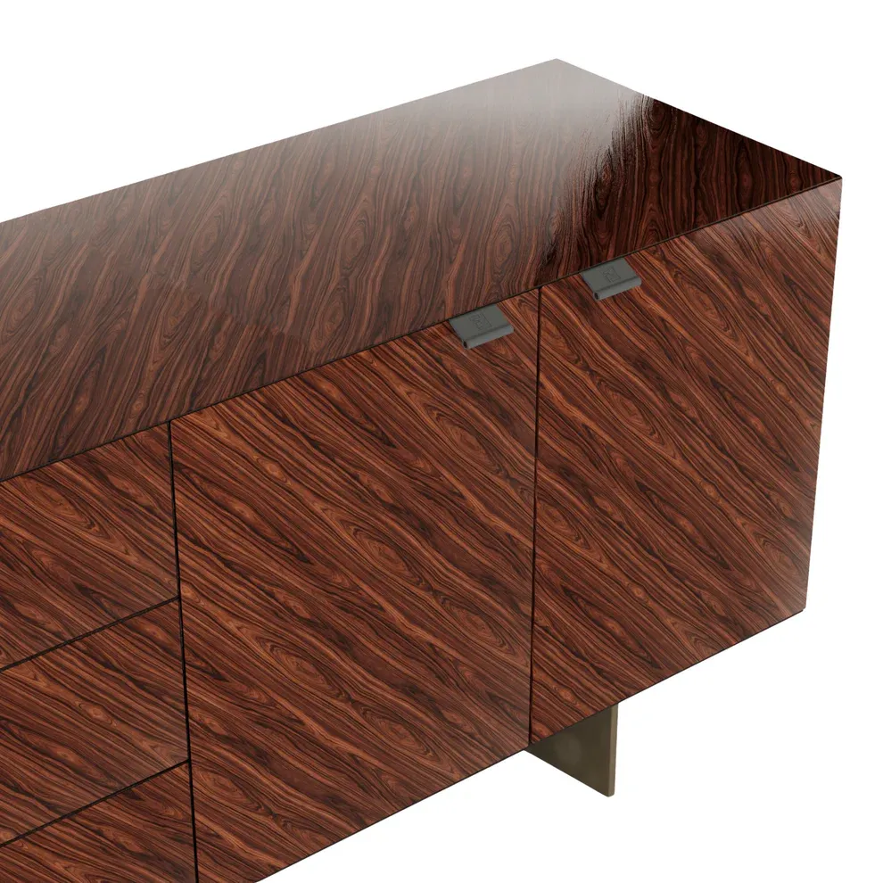 Modern Wood TV Console, Bespoke Geometric Inlay Art TV Stand-2