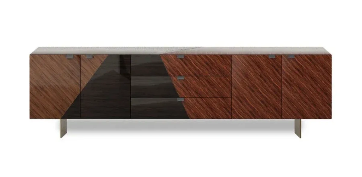 Modern Wood TV Console, Bespoke Geometric Inlay Art TV Stand-3