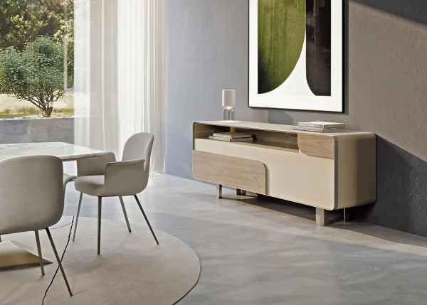Rounded-Edge Trim Custom TV Console: Bespoke Floating Luxury-5