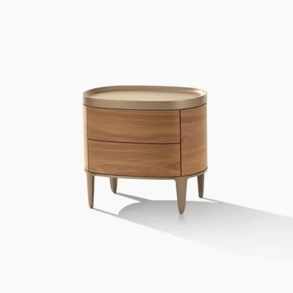 Bespoke Bedside Wood Tables with Warm Wood-Grain Drawers-1