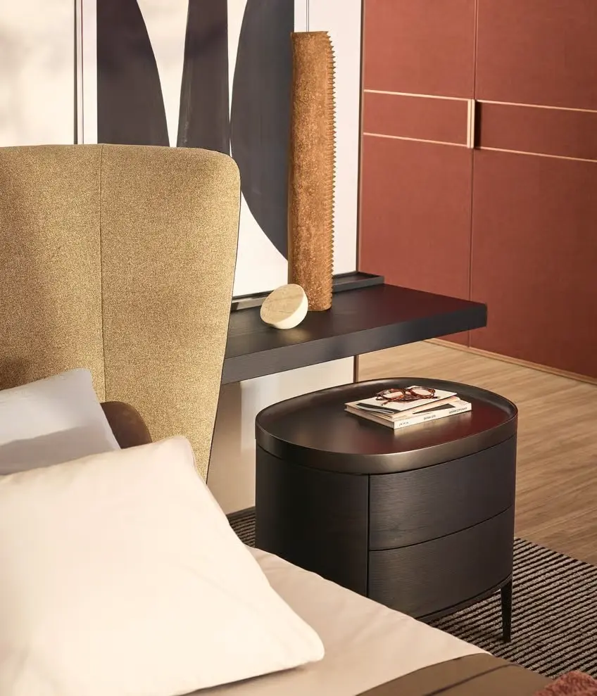 Bespoke Bedside Wood Tables with Warm Wood-Grain Drawers-3