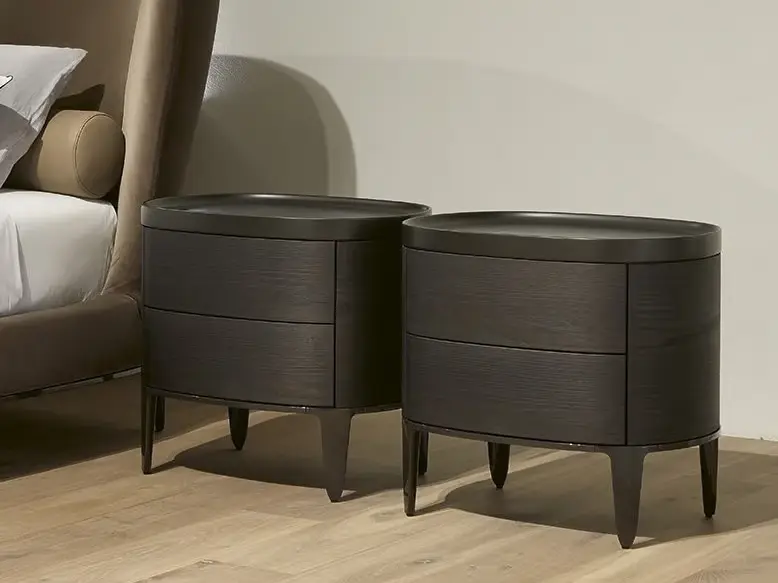 Bespoke Bedside Wood Tables with Warm Wood-Grain Drawers-6