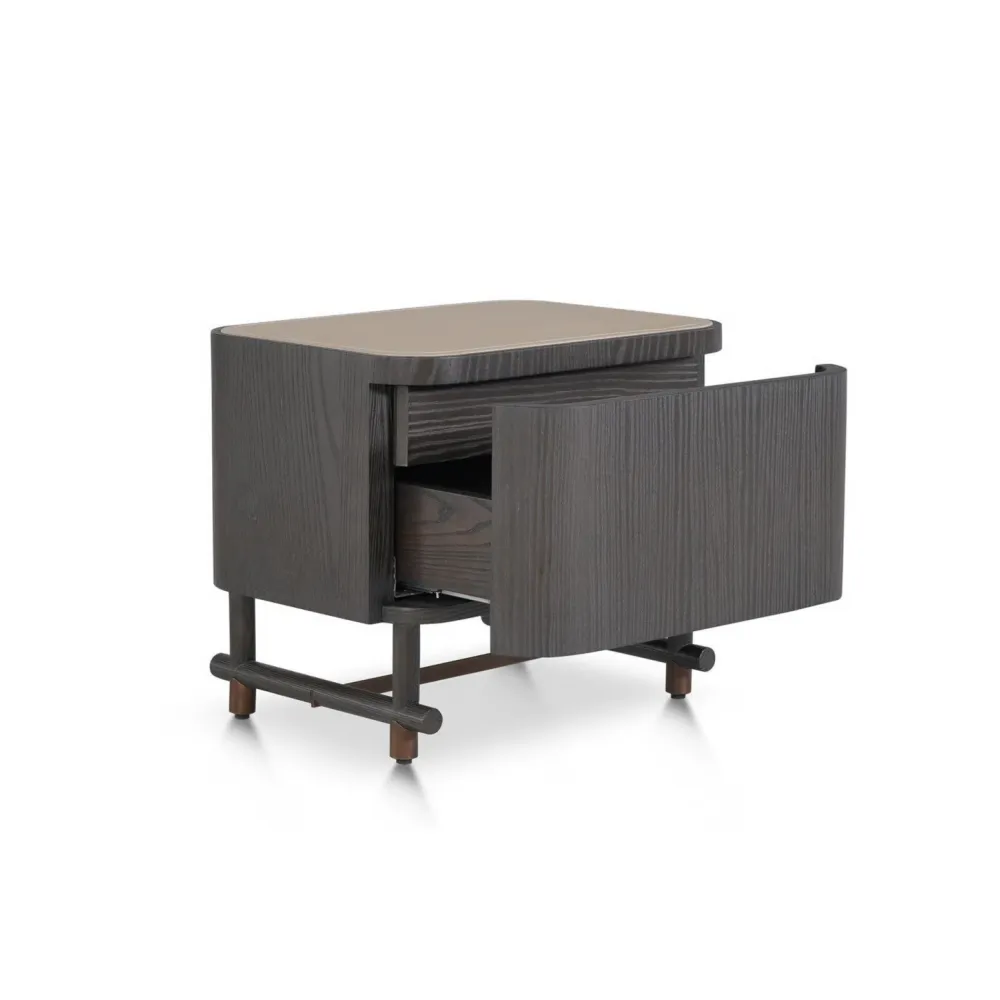 Bespoke Black Bedside Tables with Drawer & Solid Wood Base-1