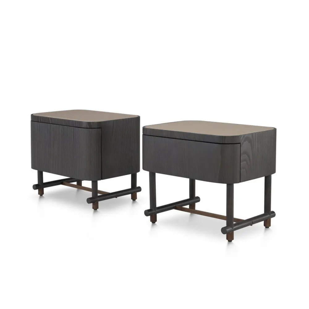 Bespoke Black Bedside Tables with Drawer & Solid Wood Base-2