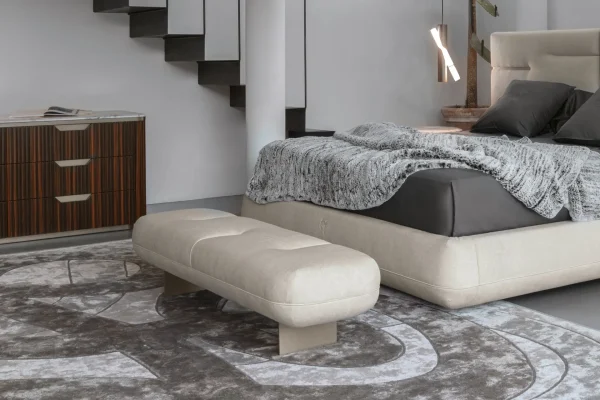 Bespoke King Size Bedroom Bench with Contemporary Rounded Upholstery-2