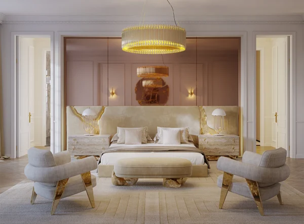 Bespoke Luxury Armchair, Rolled Arms with Gold Metal Frame​-5