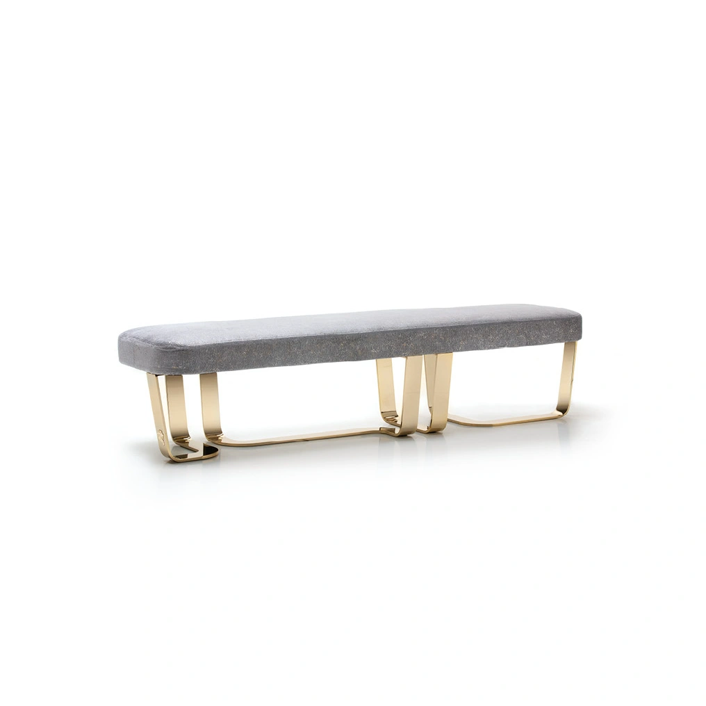 Bespoke Luxury Upholstered Long Bedroom Bench with Gold Base-1