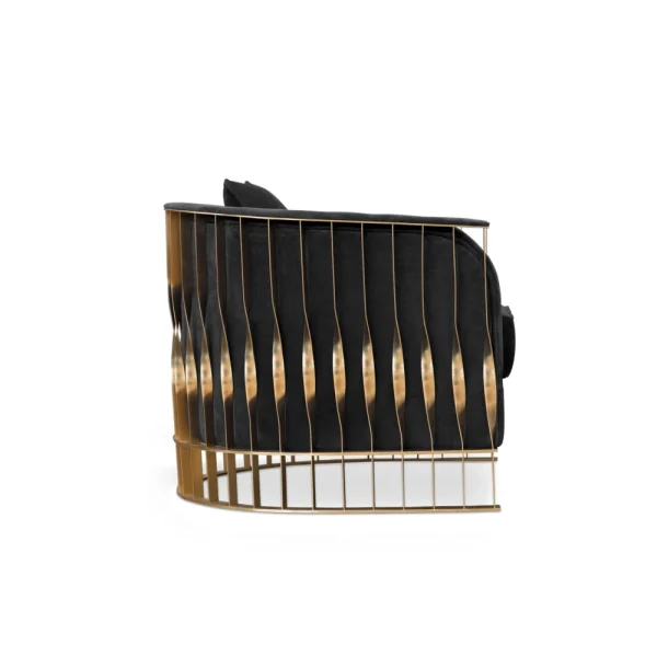 Bespoke Modern Lounge Armchair, Gold Frame Black Accent Chair​-2