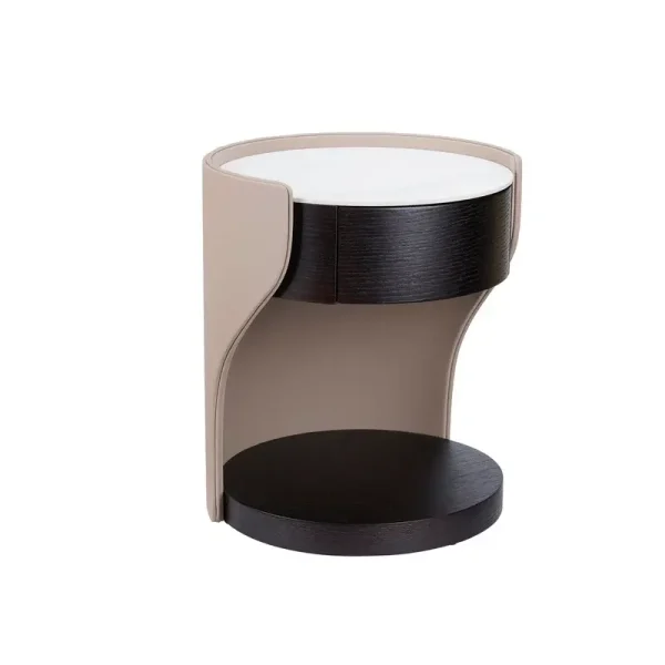 Bespoke Nightstand Bedside Table With Curved Side Panels-1