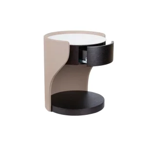 Bespoke Nightstand Bedside Table With Curved Side Panels-2