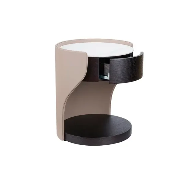 Bespoke Nightstand Bedside Table With Curved Side Panels-2